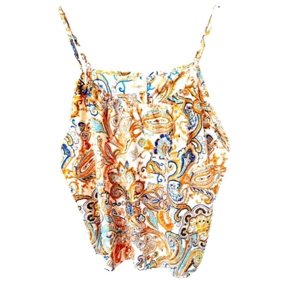 OYOANGLE Women's Paisley Print Spaghetti strap Sleeveless Bo-Hoo Summer Tank - Picture 3 of 16